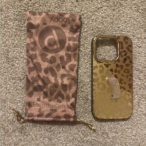 iPhone 15 Pro Loopy Case Gold Leopard Print Phone Cover